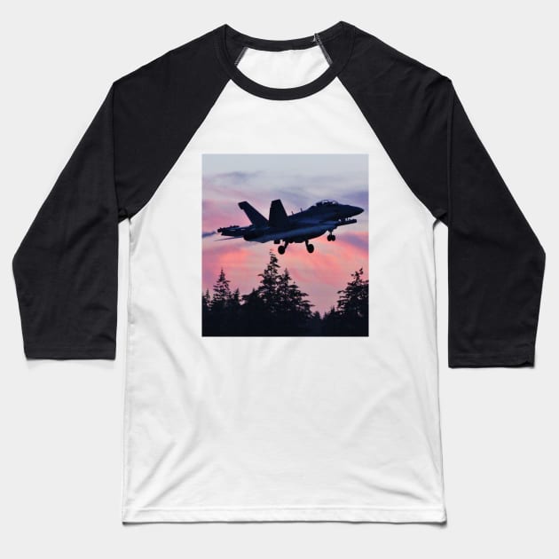 F/A-18 At Dusk Baseball T-Shirt by acefox1